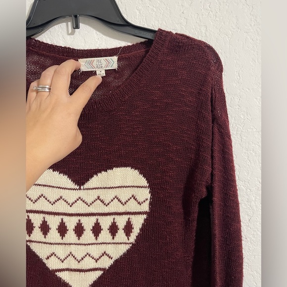 Pink Rose Women’s Crochet Style Maroon Sweatshirt - Picture 3 of 5